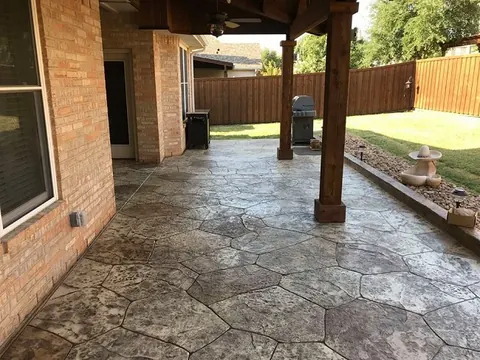 Decorative stamped concrete patio