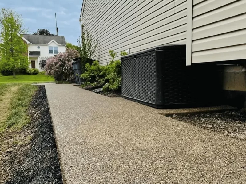 Exposed aggregate concrete sidewalk