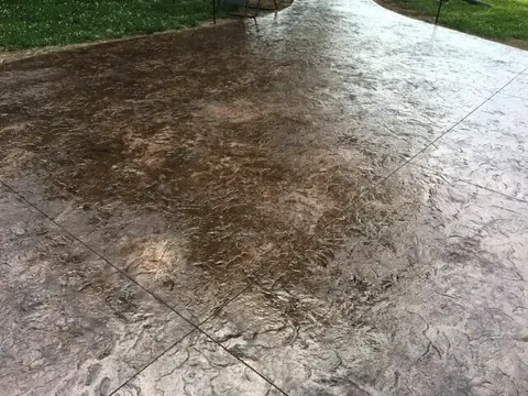 Slate-texture stamped concrete finish